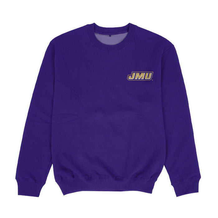 James Madison University Dukes Hand Sketched Vive La Fete Impressions Artwork Womens  Purple Crewneck Sweatshirt