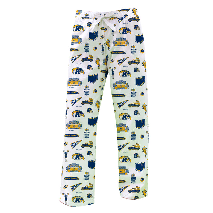 Kent State Golden Flashes Repeat Print Hand Sketched Vive La Fete Impressions Artwork Womens  White  Lounge Pants