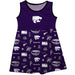 Kansas State Wildcats K-State Sleeveless Tank Dress Girls Purple Repeat Print Hand Sketched Vive La Fete Impressions