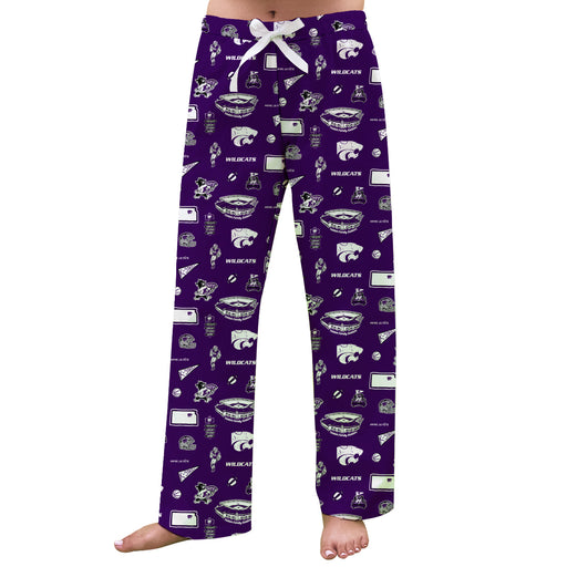 Kansas State University Wildcats K-State Repeat Print Hand Sketched Vive La Fete Impressions Artwork Womens  Purple  Lou