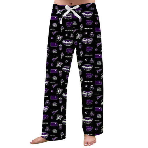 Kansas State University Wildcats K-State Repeat Print Hand Sketched Vive La Fete Impressions Artwork Womens  Black  Loun