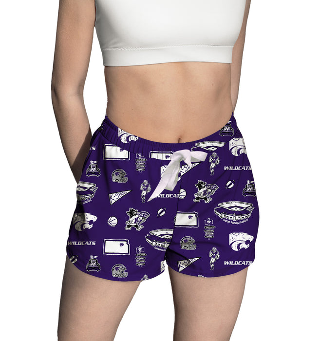 Kansas State University Wildcats K-State Repeat Print Hand Sketched Vive La Fete Impressions Artwork Womens Purple Loung