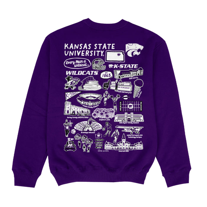 Kansas State University Wildcats K-State Hand Sketched Impressions Artwork Purple Crewneck Sweatshi