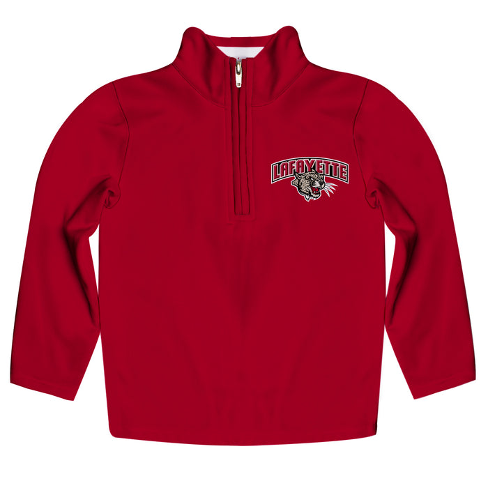 Lafayette Leopards Vive La Fete Game Day Solid Maroon Quarter Zip Pullover Sleeves