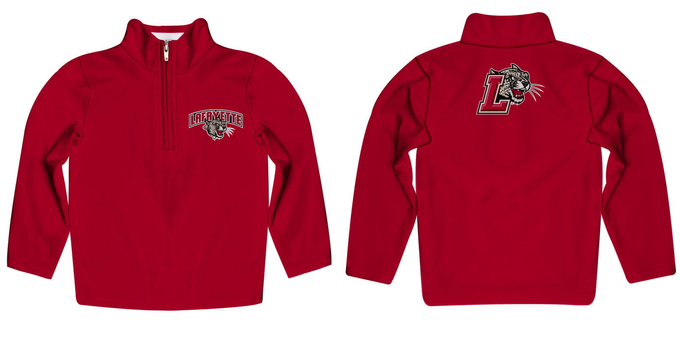 Lafayette Leopards Vive La Fete Game Day Solid Maroon Quarter Zip Pullover Sleeves