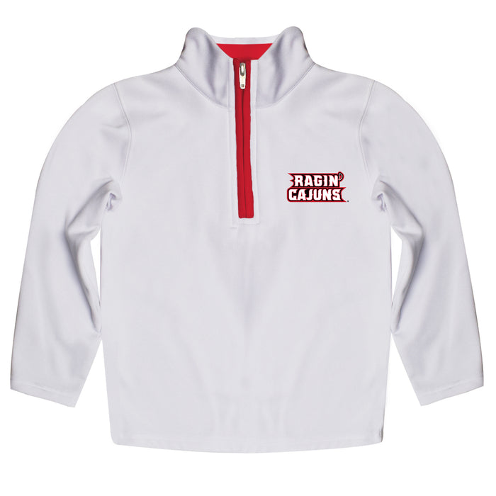 Louisiana at Lafayette Cajuns Hand Sketched Vive La Fete Impressions Artwork  White Quarter Zip Pullover V1