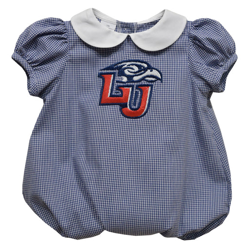 Liberty Flames Embroidered Navy Girls Baby Bubble Short Sleeve