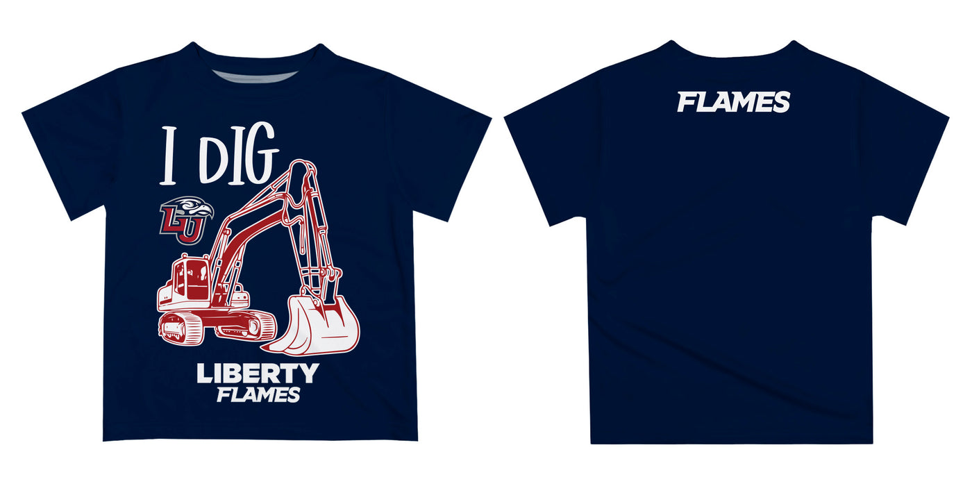 Liberty Flames Vive La Fete Excavator Boys Game Day Navy Short Sleeve Tee - Vive La Fête - Online Apparel Store