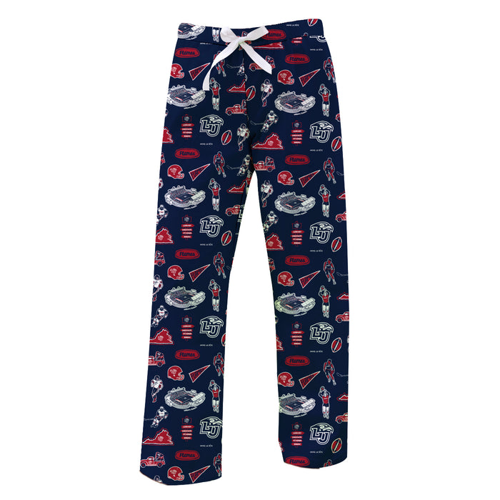 Liberty Flames Repeat Print Hand Sketched Vive La Fete Impressions Artwork Womens  Blue  Lounge Pants