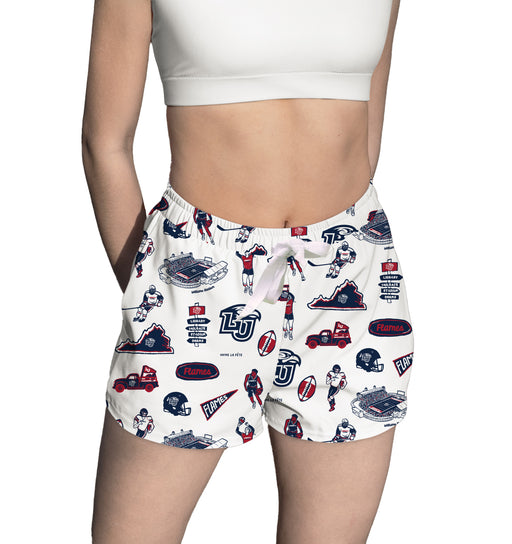 Liberty Flames Repeat Print Hand Sketched Vive La Fete Impressions Artwork Womens White Lounge Shorts