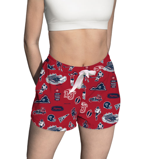 Liberty Flames Repeat Print Hand Sketched Vive La Fete Impressions Artwork Womens Red Lounge Shorts