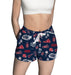 Liberty Flames Repeat Print Hand Sketched Vive La Fete Impressions Artwork Womens Blue Lounge Shorts