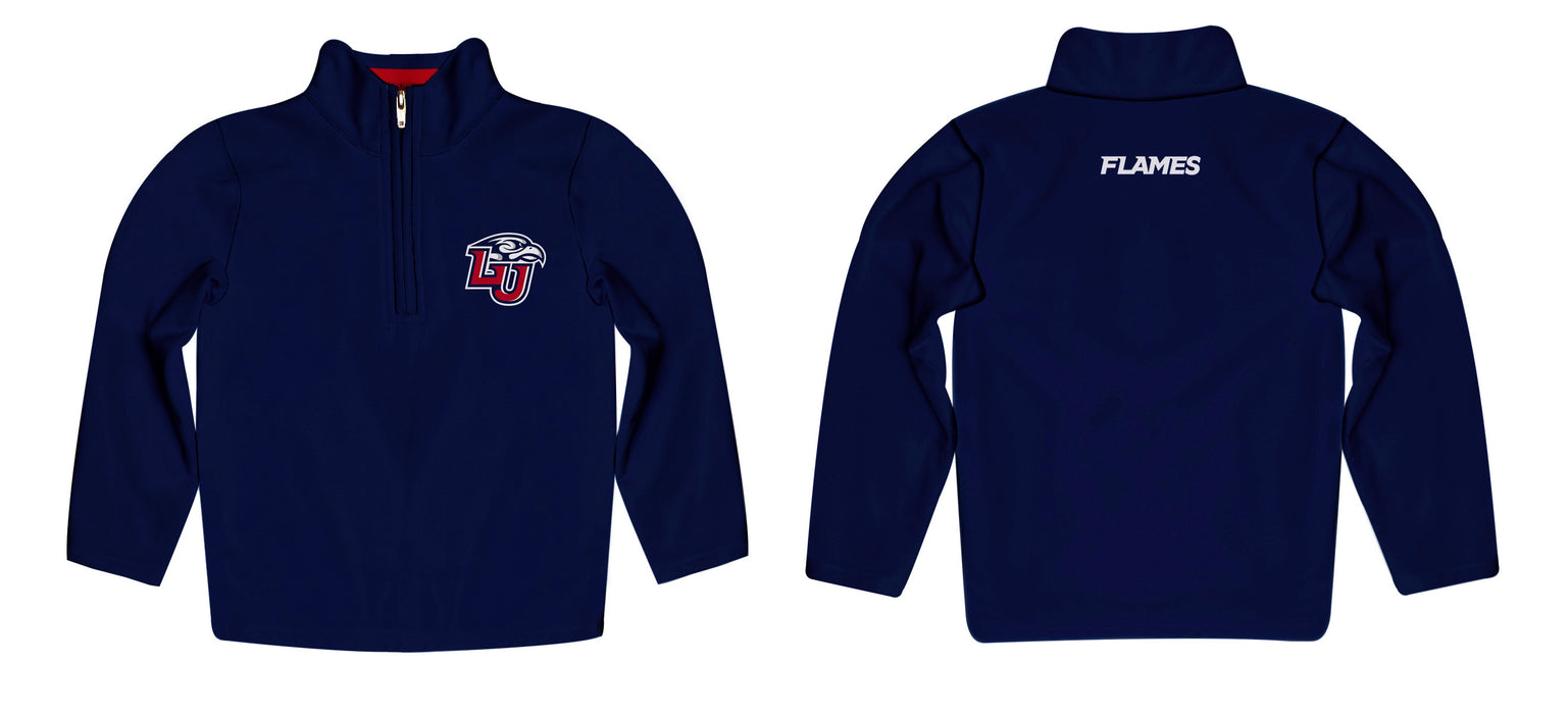 Liberty Flames Vive La Fete Logo and Mascot Name Womens Blue Quarter Zip Pullover - Vive La Fête - Online Apparel Store