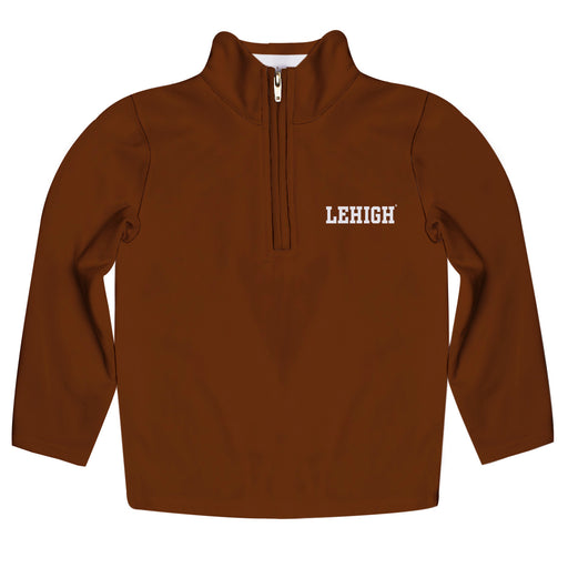 Lehigh University Mountain Hawks Vive La Fete Game Day Solid Brown Quarter Zip Pullover Sleeves