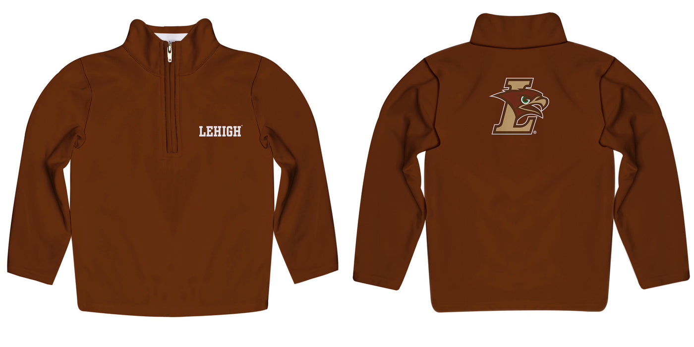 Lehigh University Mountain Hawks Vive La Fete Game Day Solid Brown Quarter Zip Pullover Sleeves