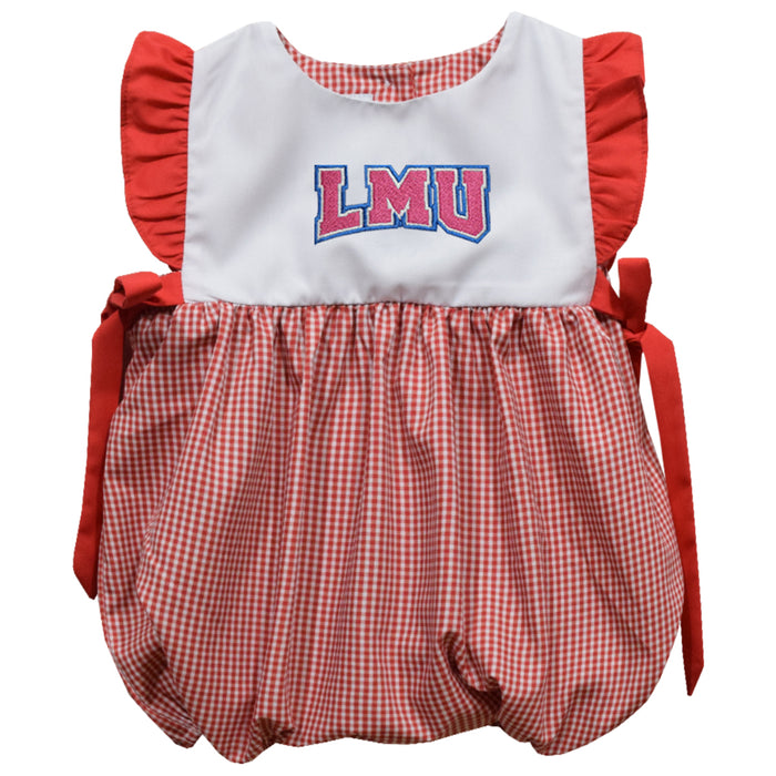 Loyola Marymount Lions Embroidered Cardinal Red Gingham Girls Bubble