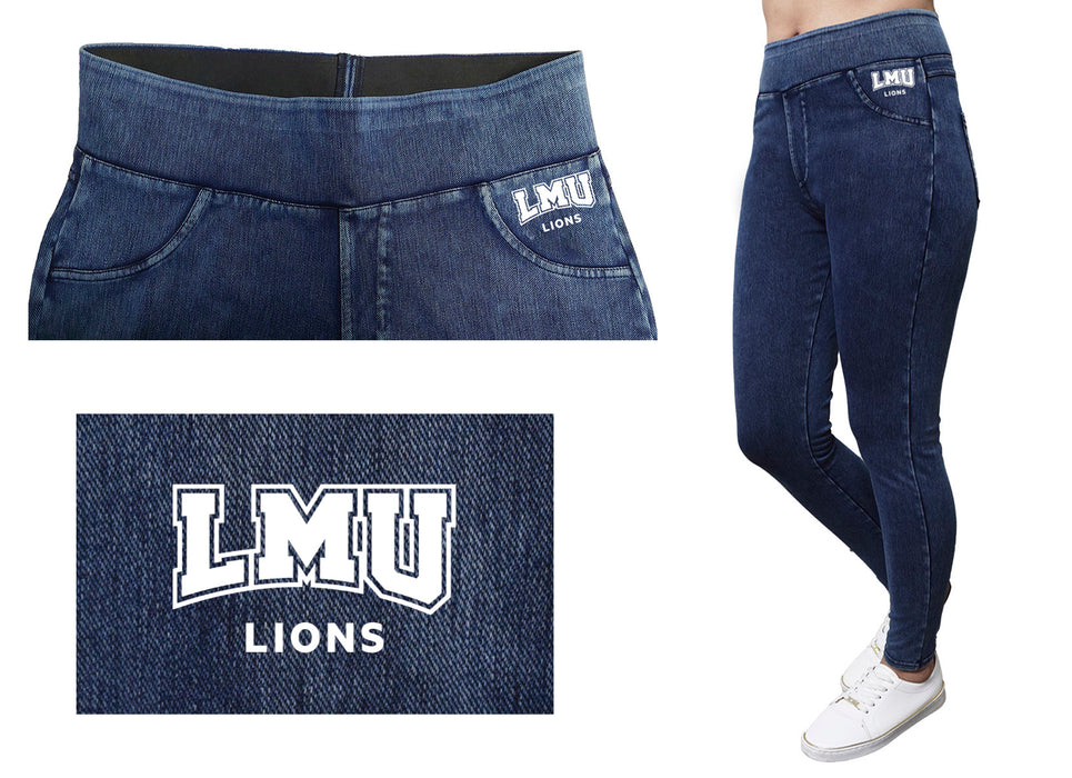 Loyola Marymount Lions Vive La Fete Game Day Collegiate Logo on Fake Pocket Women Red Jeggings