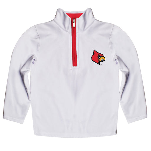 University of Louisville Cardinals Hand Sketched Vive La Fete Impressions Artwork  White Quarter Zip Pullover V1