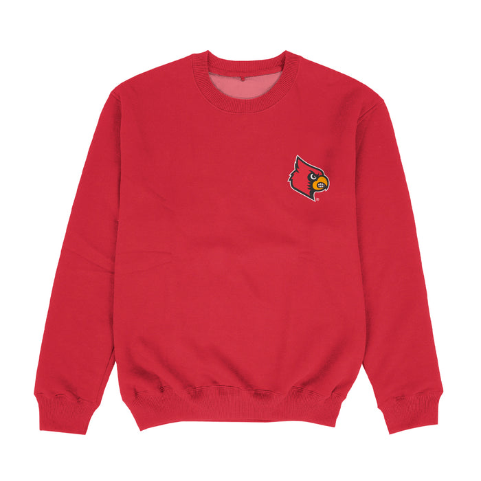 University of Louisville Cardinals Hand Sketched Vive La Fete Impressions Artwork Womens  Red Crewneck Sweatshirt