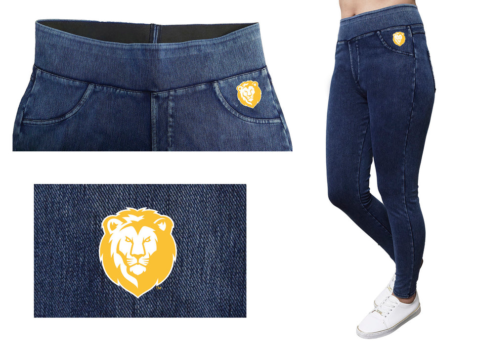 Southeastern Louisiana Lions Vive La Fete Game Day Collegiate Logo on Fake Pocket Women Gold Jeggings