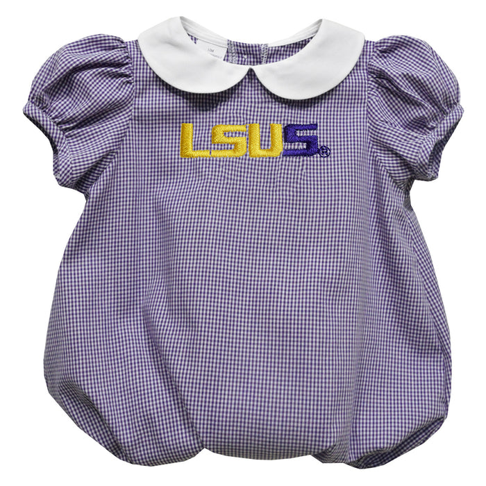 LSU Shreveport LSUS Pilots Embroidered Purple Girls Baby Bubble Short Sleeve