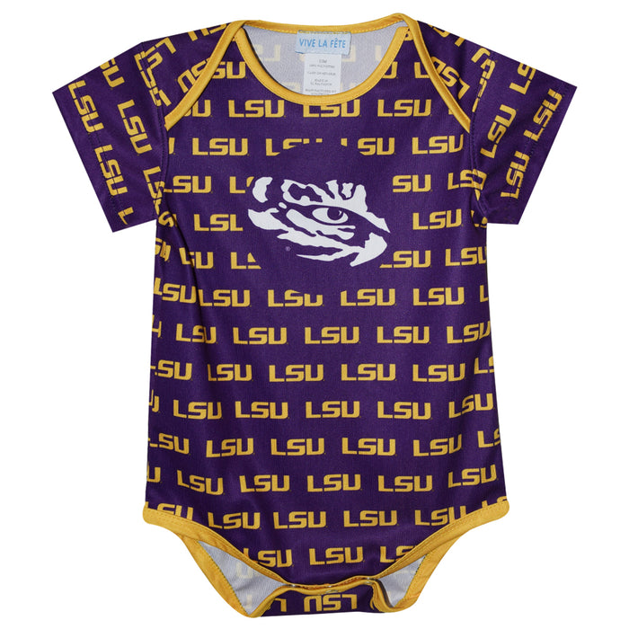 LSU Purple and Gold Boys Onesie Short Sleeve