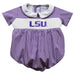 LSU Tigers Smocked Purple Gingham Short Sleeve Boys Bubble