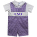 LSU Tigers Smocked Purple Gingham Jon Jon and Short Sleeve White Shirt