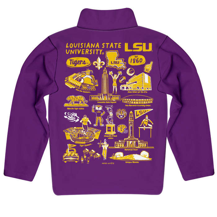 LSU Tigers Vive La Fete Impressions Artwork Purple Boys Quarter Zip Pullover V1