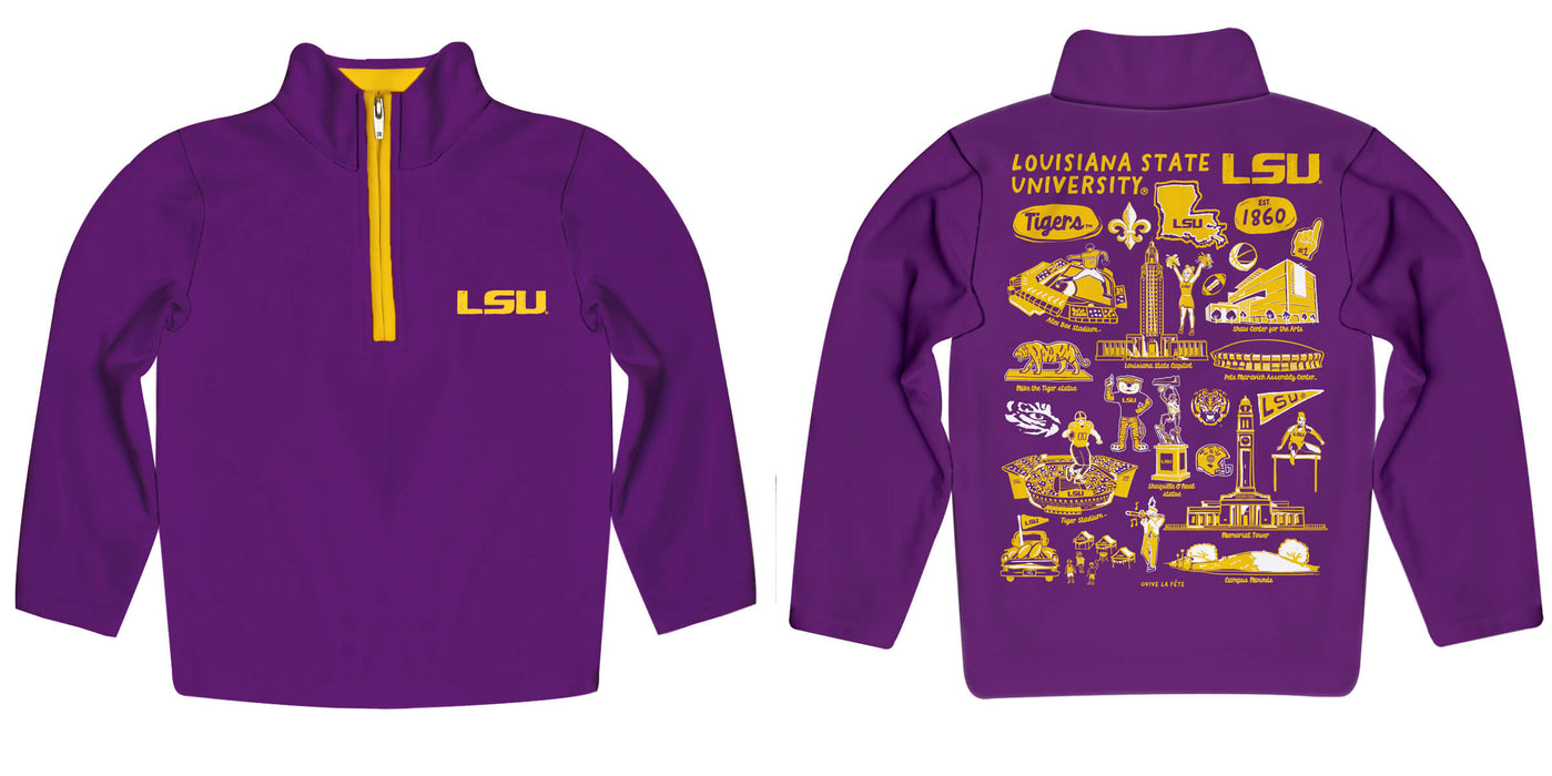 LSU Tigers Vive La Fete Impressions Artwork Purple Boys Quarter Zip Pullover V1