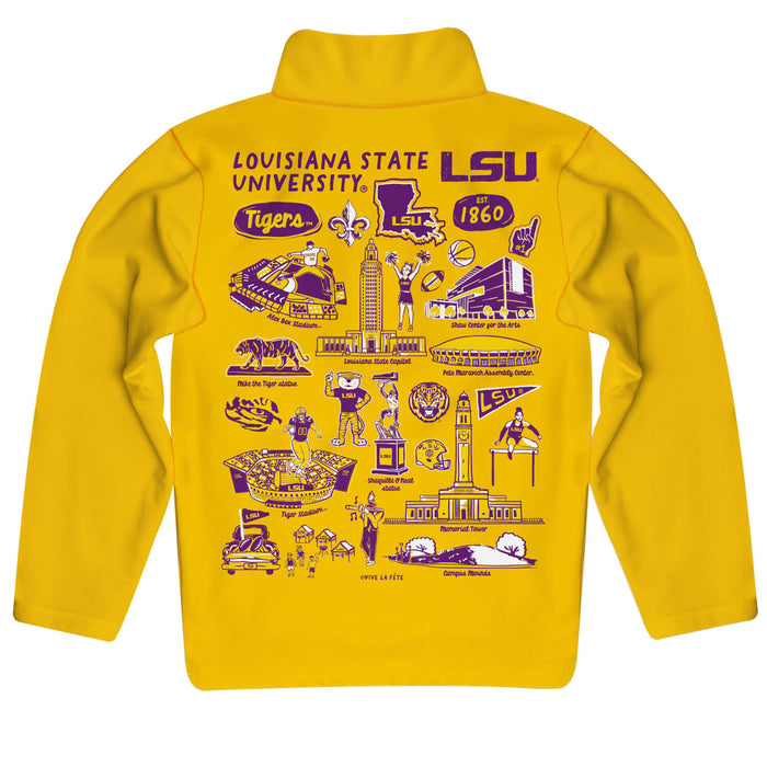 LSU Tigers Vive La Fete Impressions Artwork Gold Boys Quarter Zip Pullover V1