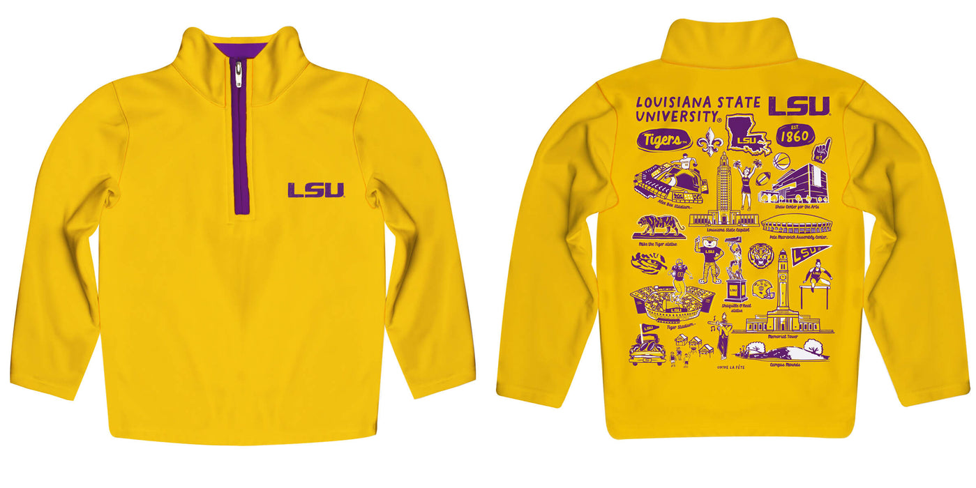 LSU Tigers Vive La Fete Impressions Artwork Gold Boys Quarter Zip Pullover V1