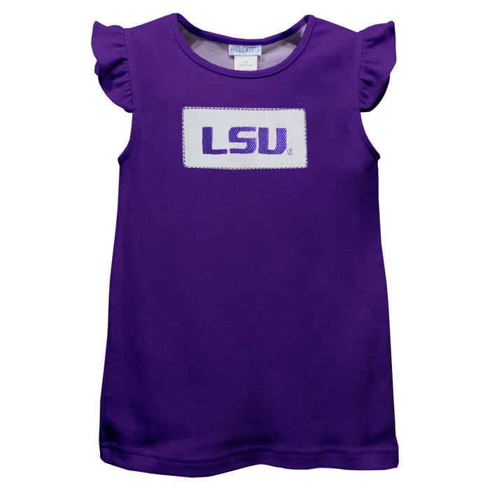 LSU Tigers Smocked Purple Knit Angel Sleeve