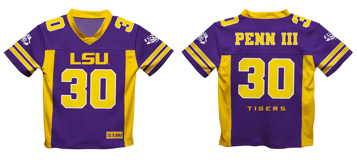 LSU Tigers Vive La Fete Greg Penn III Game Day Purple Boys Football Jersey