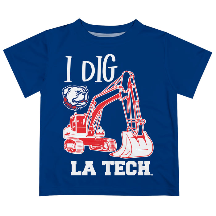 Louisiana Tech Bulldogs Vive La Fete Excavator Boys Game Day Blue Short Sleeve Tee