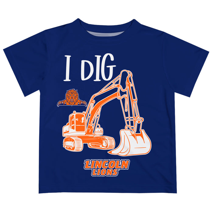 Lincoln University Lions LU Vive La Fete Excavator Boys Game Day Blue Short Sleeve Tee