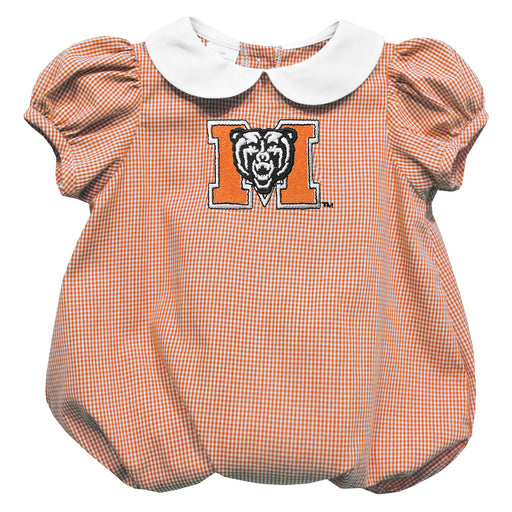 Mercer University Bears MU Embroidered Orange Girls Baby Bubble Short Sleeve