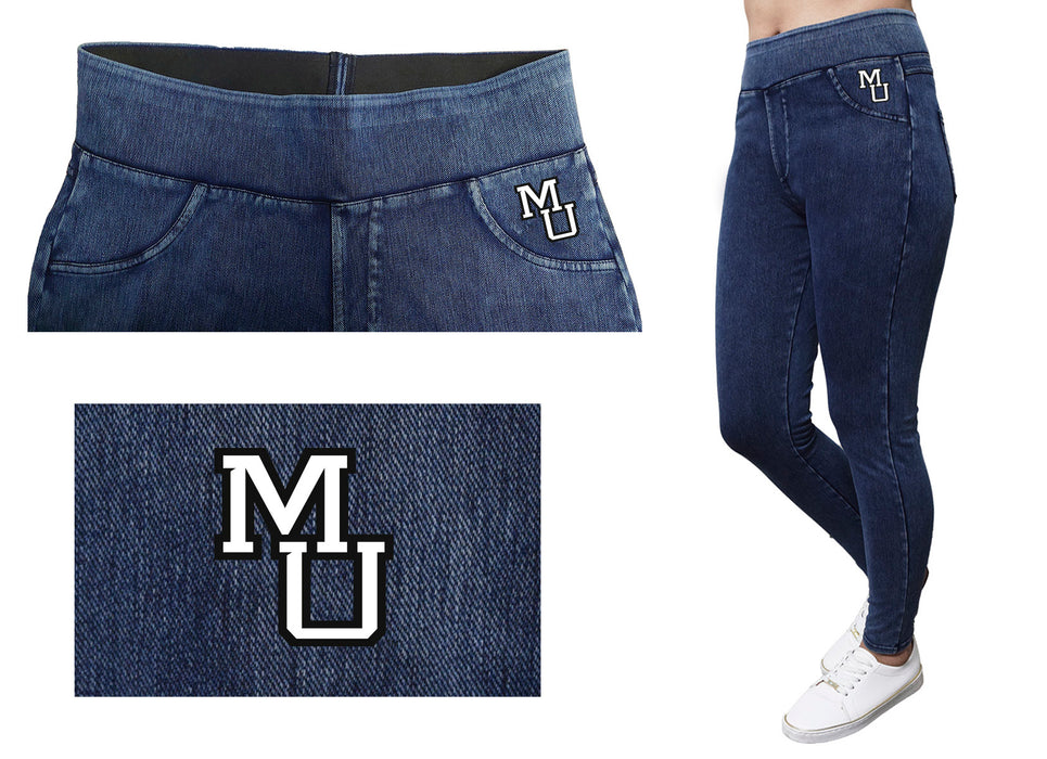 Mercer University Bears MU Vive La Fete Game Day Collegiate Logo on Fake Pocket Women Orange Jeggings