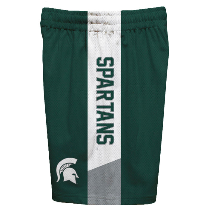 Michigan State Spartans Vive La Fete Game Day Green Stripes Boys Solid White Athletic Mesh Short - Vive La Fête - Online Apparel Store