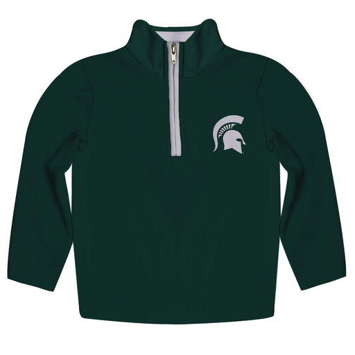 Michigan State Spartans Hand Sketched Vive La Fete Impressions Artwork  Green Quarter Zip Pullover V1