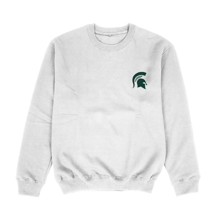 Michigan State Spartans Hand Sketched Vive La Fete Impressions Artwork Womens  White Crewneck Sweatshirt