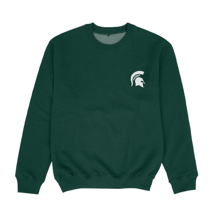 Michigan State Spartans Hand Sketched Vive La Fete Impressions Artwork Womens  Green Crewneck Sweatshirt