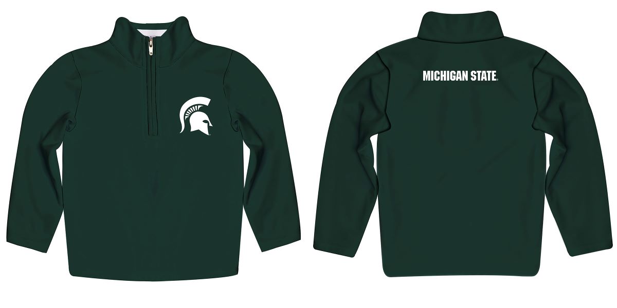 Michigan State Spartans Vive La Fete Logo and Mascot Name Womens Green Quarter Zip Pullover - Vive La Fête - Online Apparel Store