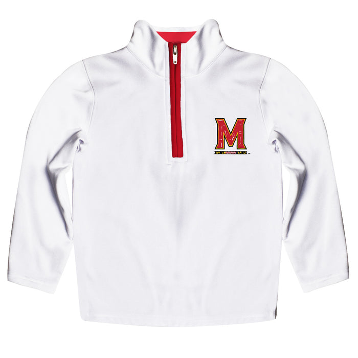 University of Maryland Terrapins Hand Sketched Vive La Fete Impressions Artwork  White Quarter Zip Pullover V1