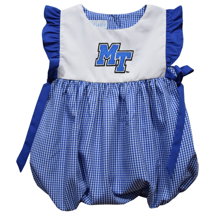 MTSU Blue Raiders Embroidered Royal Gingham Girls Bubble
