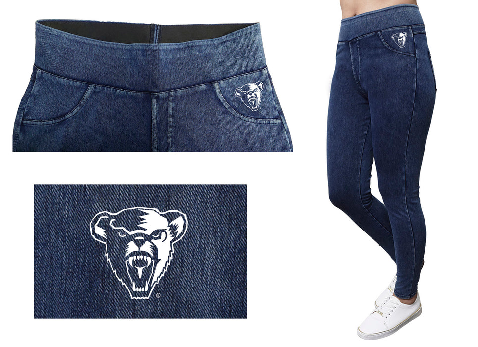 Maine Black Bears Vive La Fete Game Day Collegiate Logo on Fake Pocket Women Dark Blue Jeggings