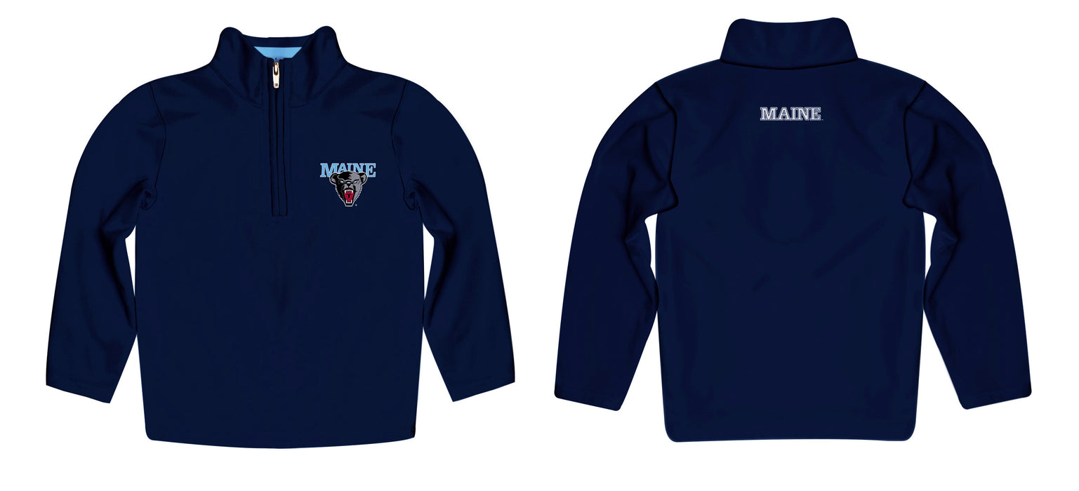 Maine Black Bears Vive La Fete Logo and Mascot Name Womens Navy Quarter Zip Pullover - Vive La Fête - Online Apparel Store