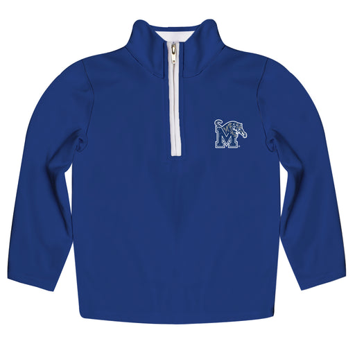 Memphis Tigers Hand Sketched Vive La Fete Impressions Artwork  Blue Quarter Zip Pullover V1