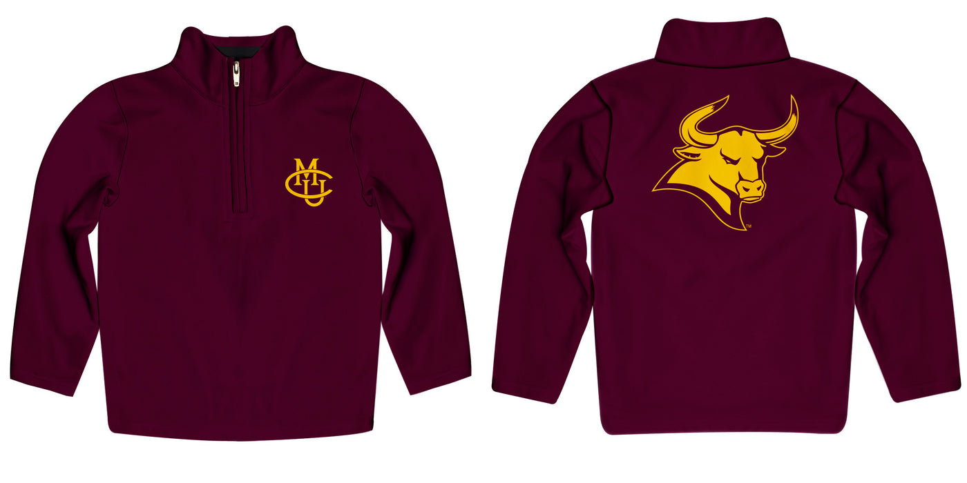 Colorado Mesa University Mavericks CMU Vive La Fete Game Day Solid Maroon Quarter Zip Pullover Sleeves