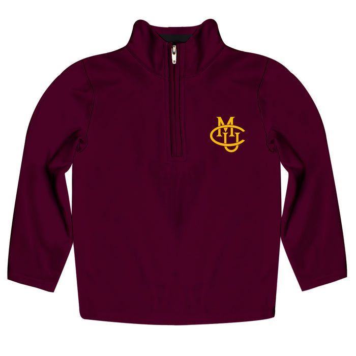 Colorado Mesa University Mavericks CMU Vive La Fete Game Day Solid Maroon Quarter Zip Pullover Sleeves